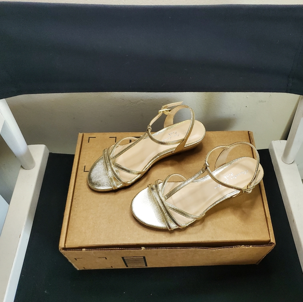 PARADOX LONDON Womens Tessa Wedge Sandal Size 5, Champagne - Picture 6 of 11